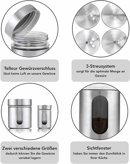 12 Tlg. Gewürzstreuer Set inkl. Gewürzgläser