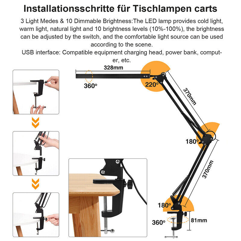 LED Schreibtischlampe Dimmbar (10W)